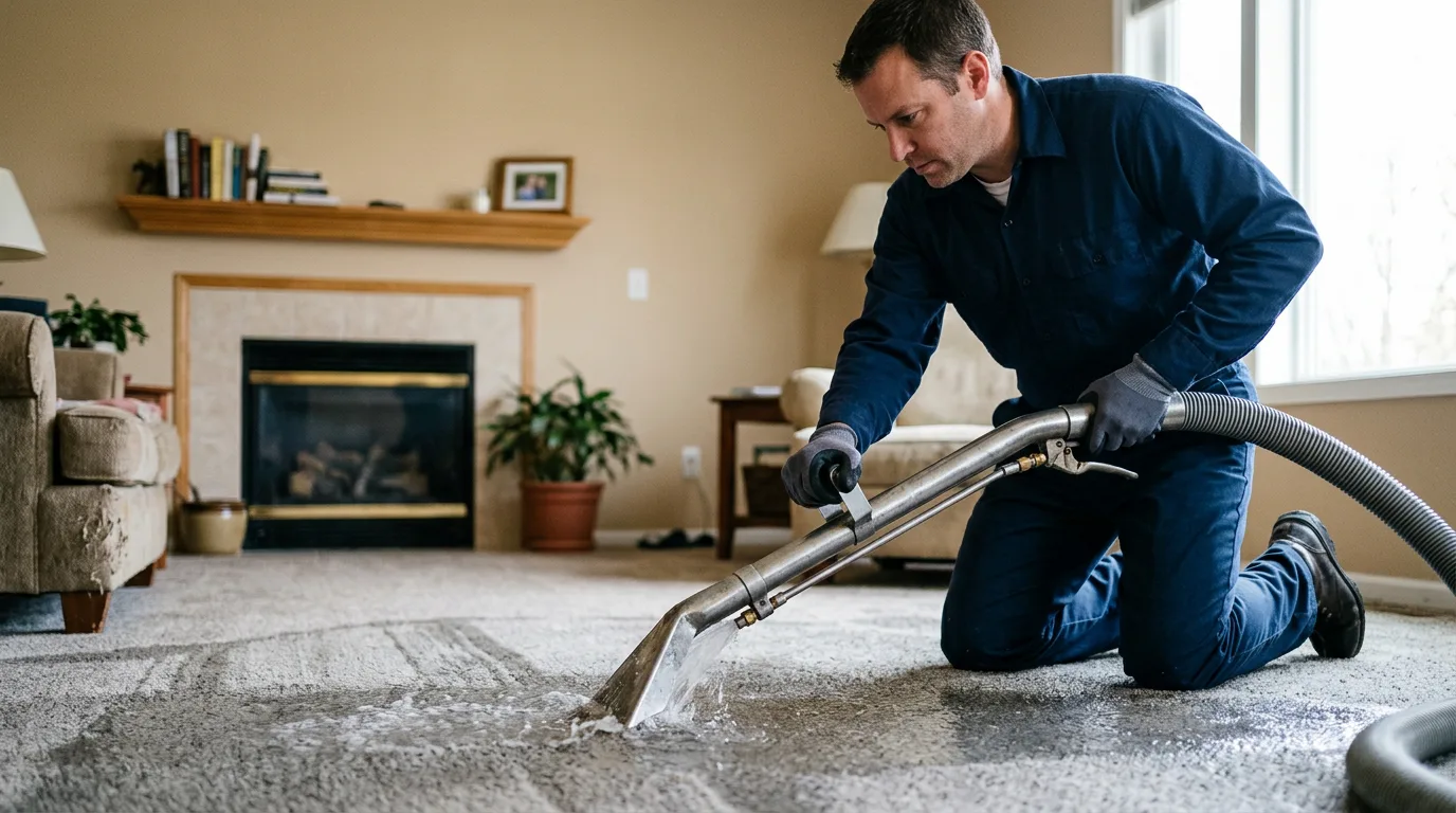 Water damage restoration technician working near Farmington Falls, ME